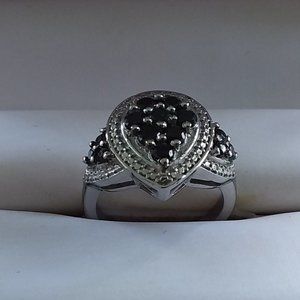 Size -7 Stainless Steel Genuine Black Spinel